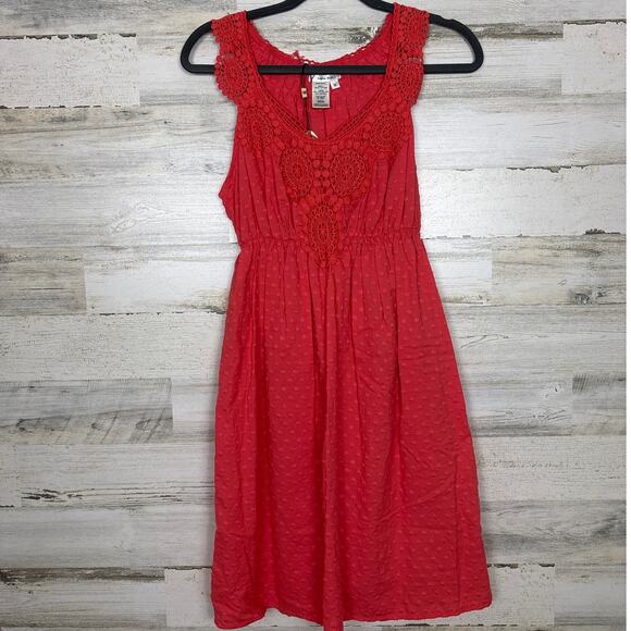 Sophie Max womens medium cotton boho summer mini dress new dot pink lightweight - Picture 1 of 4